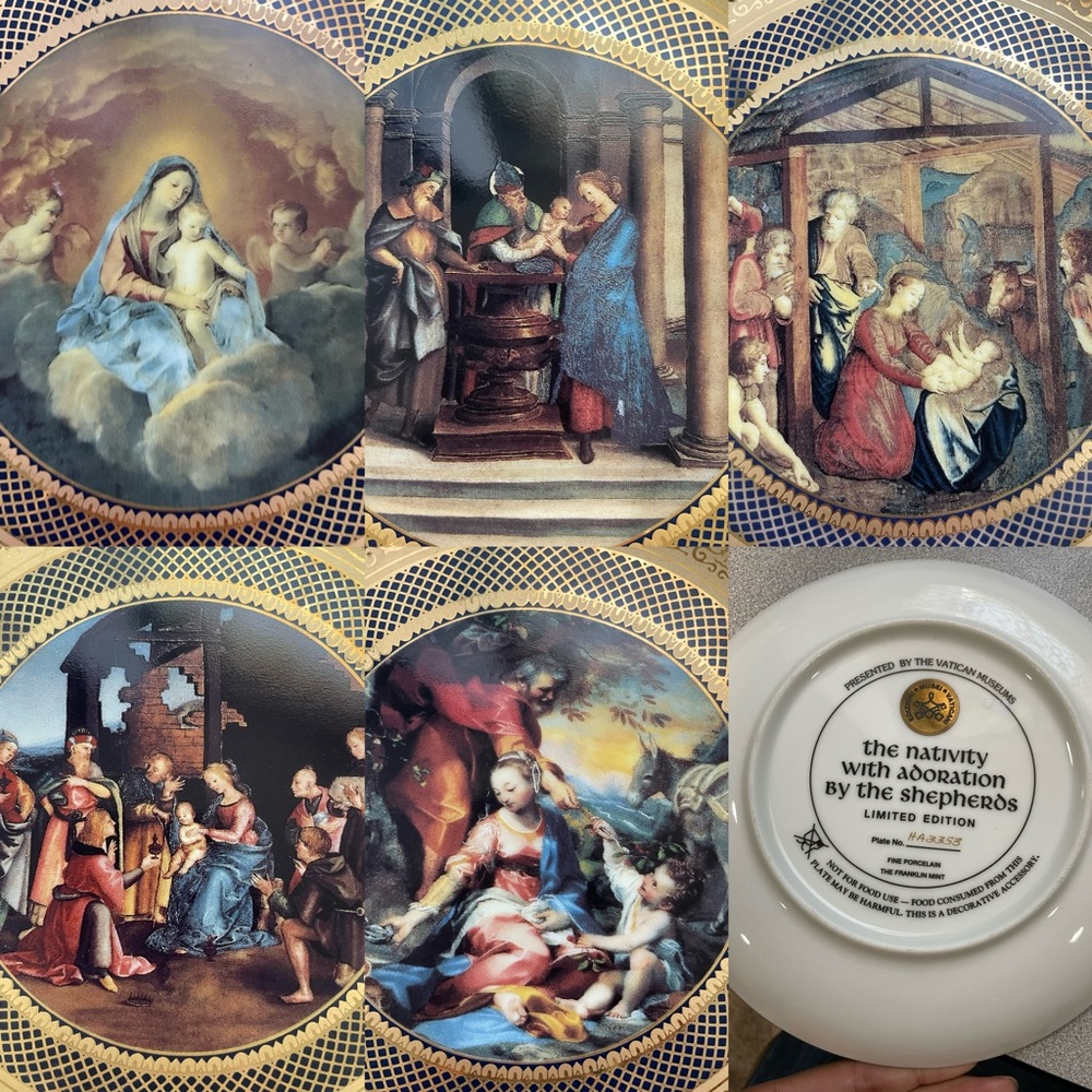 Set Of 5 vintage Franklin Mint Porcelain collector's plate，rare